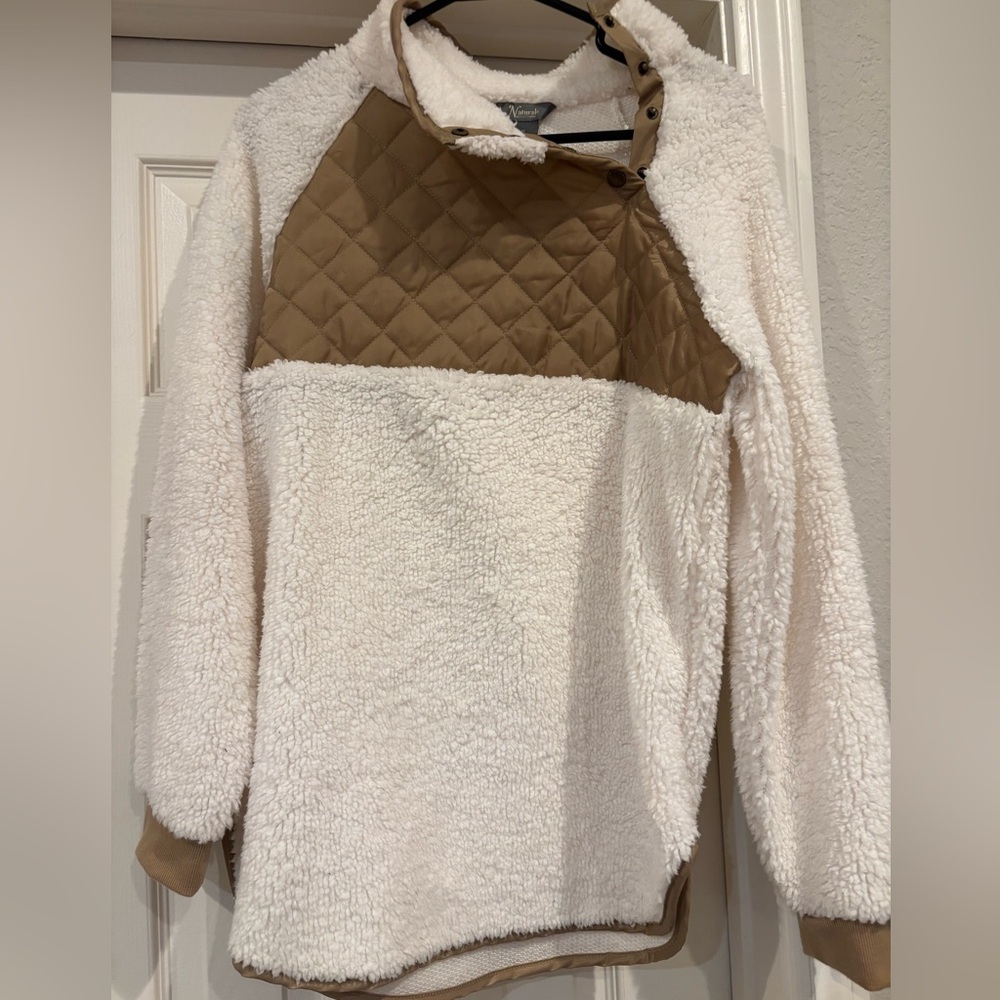 Natural Reflections White and Tan Teddy Jacket